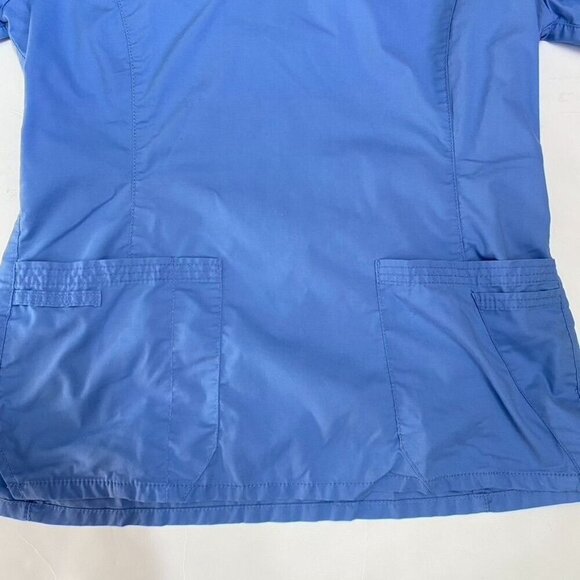 Landau Stretch V-Neck Scrub Top Ceil Blue 4 Pockets Healthcare Nurses Uniform - Picture 8 of 9
